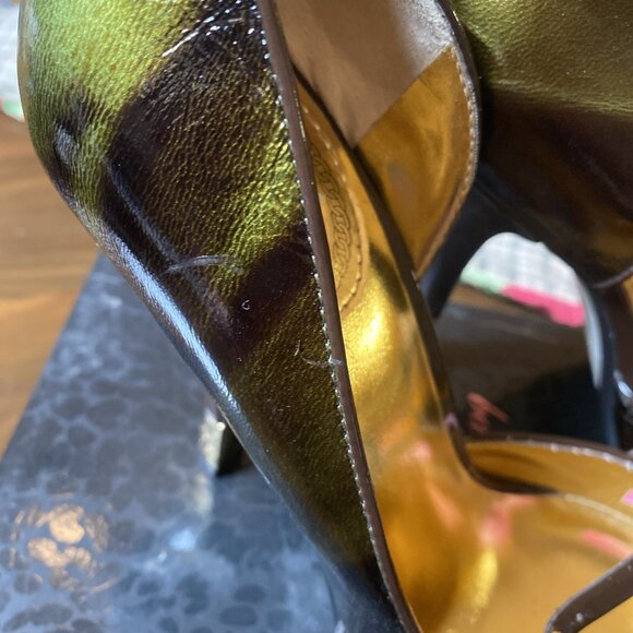 Baby Phat Vintage Y2K Mary Jane Green Gold Stiletto Heels - Picture 13 of 16